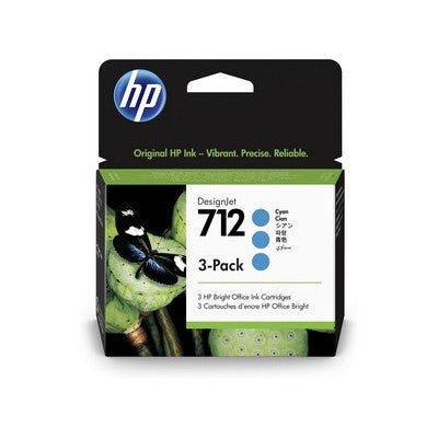 Cartuccia Hp 3ED77A Multipack 712 (Conf. da 3 pz.) originale CIANO