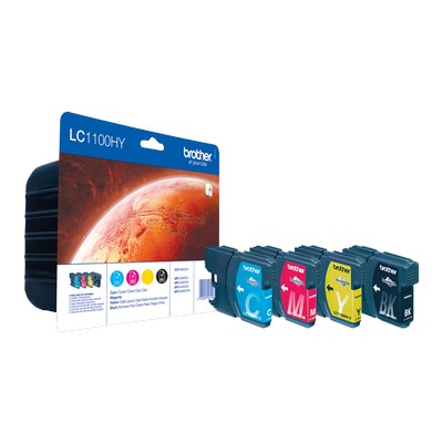 Cartuccia Brother LC1100HYVALBP Multipack LC1100HY (Conf. da 4 pz.) originale NERO + COLORE