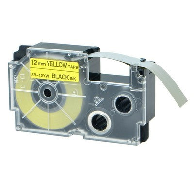 Nastro per etichettatrice Casio XR-12YW da 12 mm compatibile NERO SU GIALLO